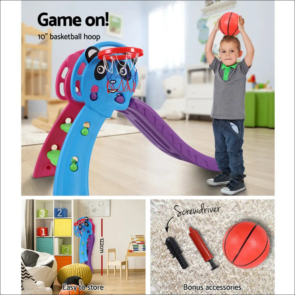 Keezi Kids Slide with Basketball Hoop Outdoor Indoor