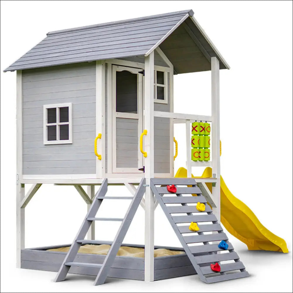 ROVO KIDS Wooden Tower Cubby House with Slide Sandpit