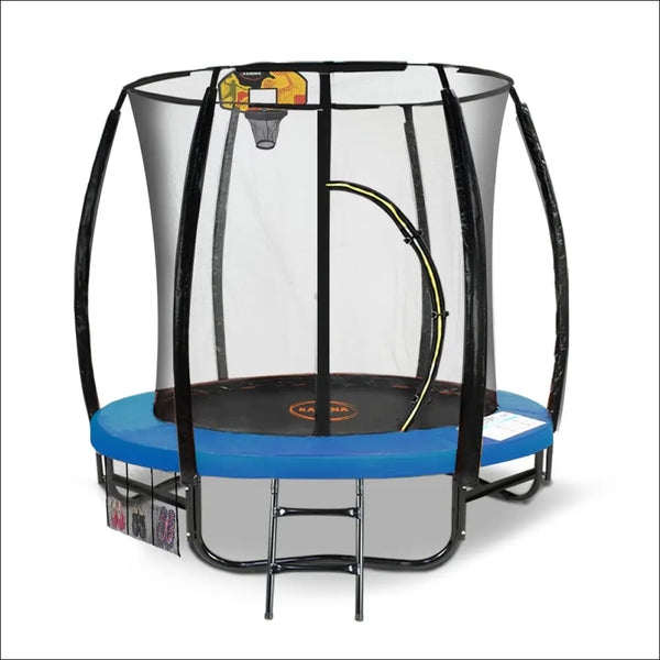 6FT Trampoline with Safety Net, Mat, Ladder and Basketball Set - Blue ...